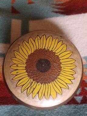 Handpainted Sunflower Brass Jewelry/Trinket Box